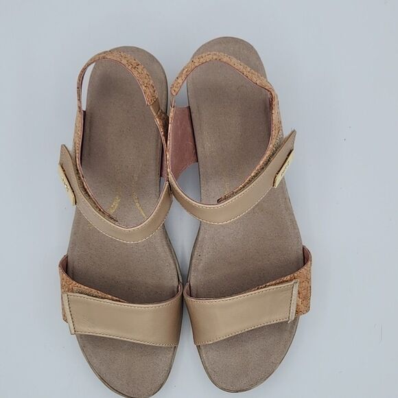 Naot Intact Khaki Beige Cork Heeled Sandals Strappy Hook And Loop 42 US 11-11.5 - Picture 6 of 10